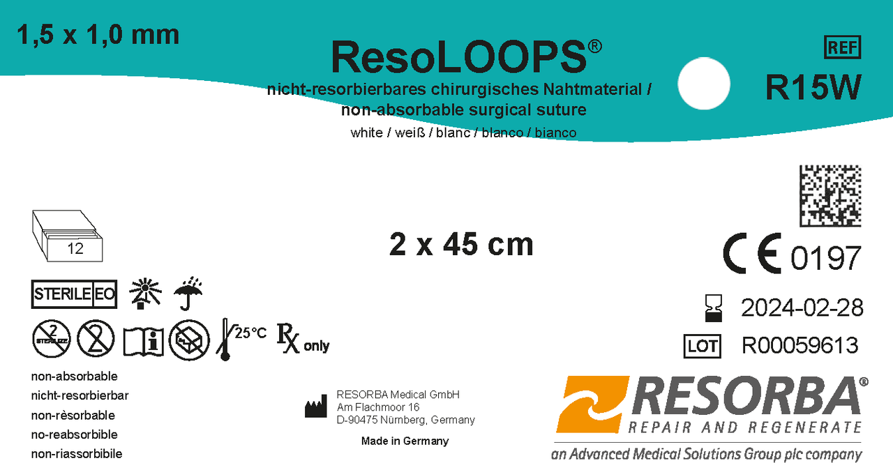 Резолупс силіконові стрічки (джгути), білі, ширина Ø 1,5 мм, довжина 2 x 0,45 м